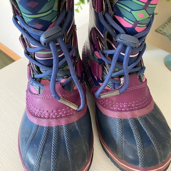Sorel Caribou Womens Purple Waterproof Insulated Rubber Winter Snow Boots Size 3 - Picture 3 of 8